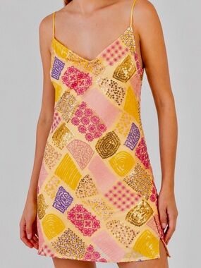 KOCH: SLOANE MINI DRESS - CANARY SEQUIN